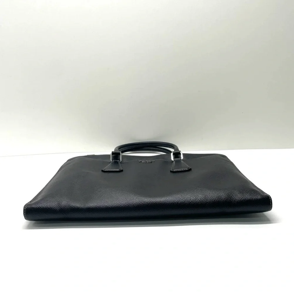 PRADA Saffiano Leather Black Tote Bag Structured‎ Work Bag Elegant Business